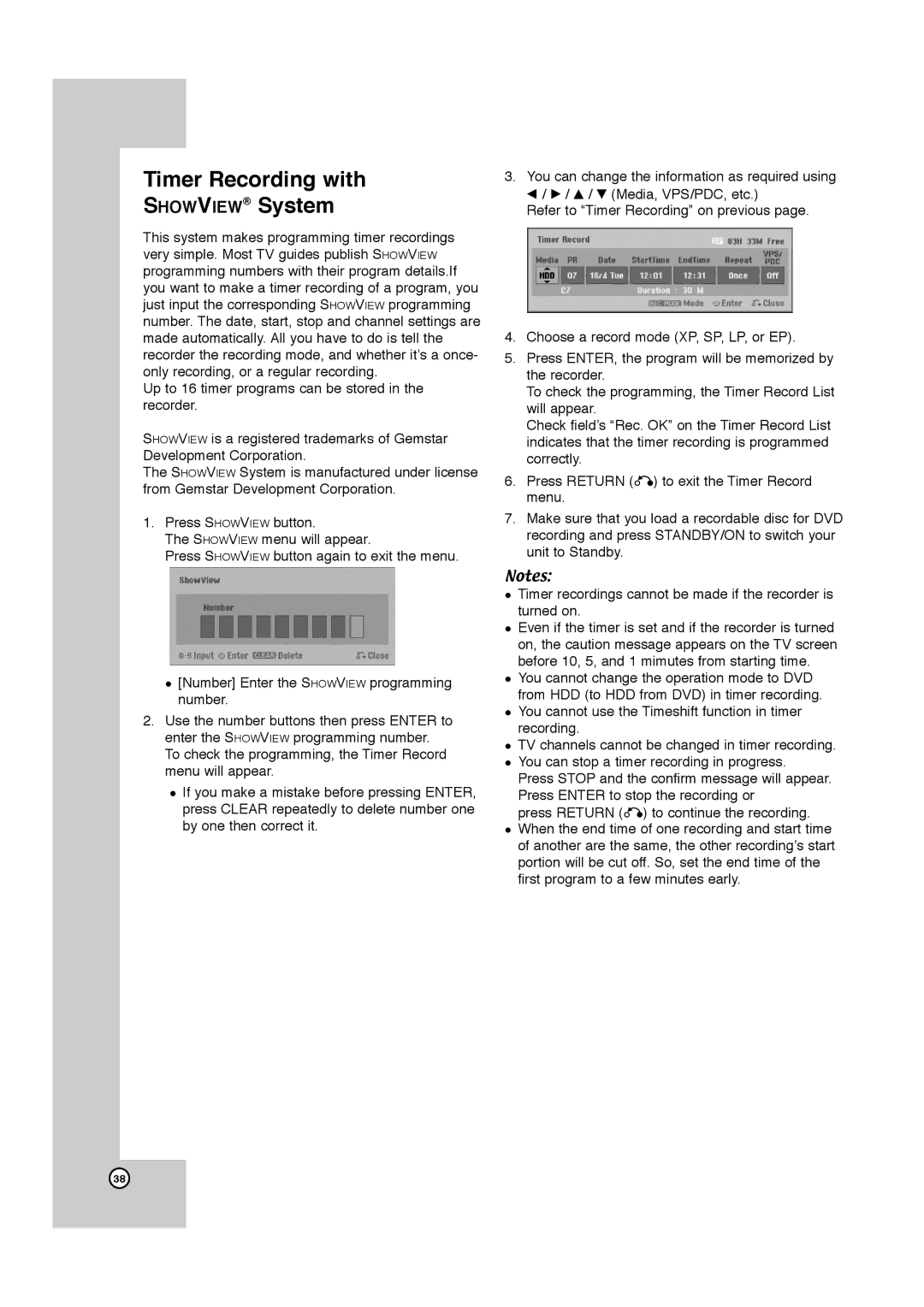 JVC LPT1132-001A manual Timer Recording with Showview System 