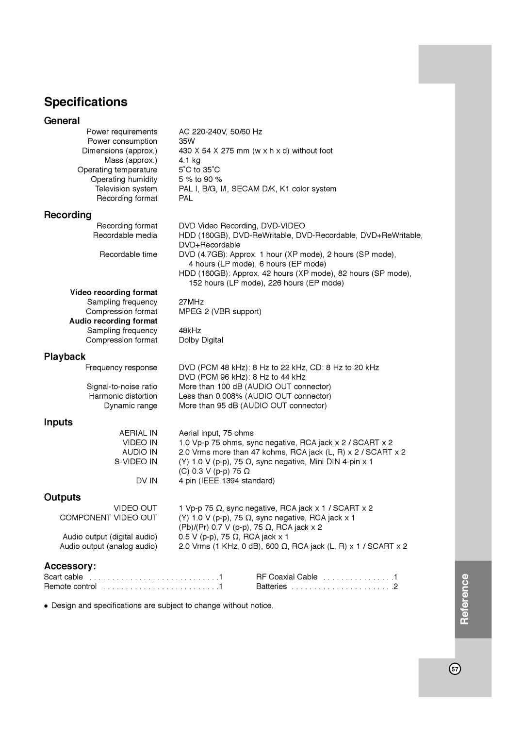 JVC LPT1132-001A manual Specifications 