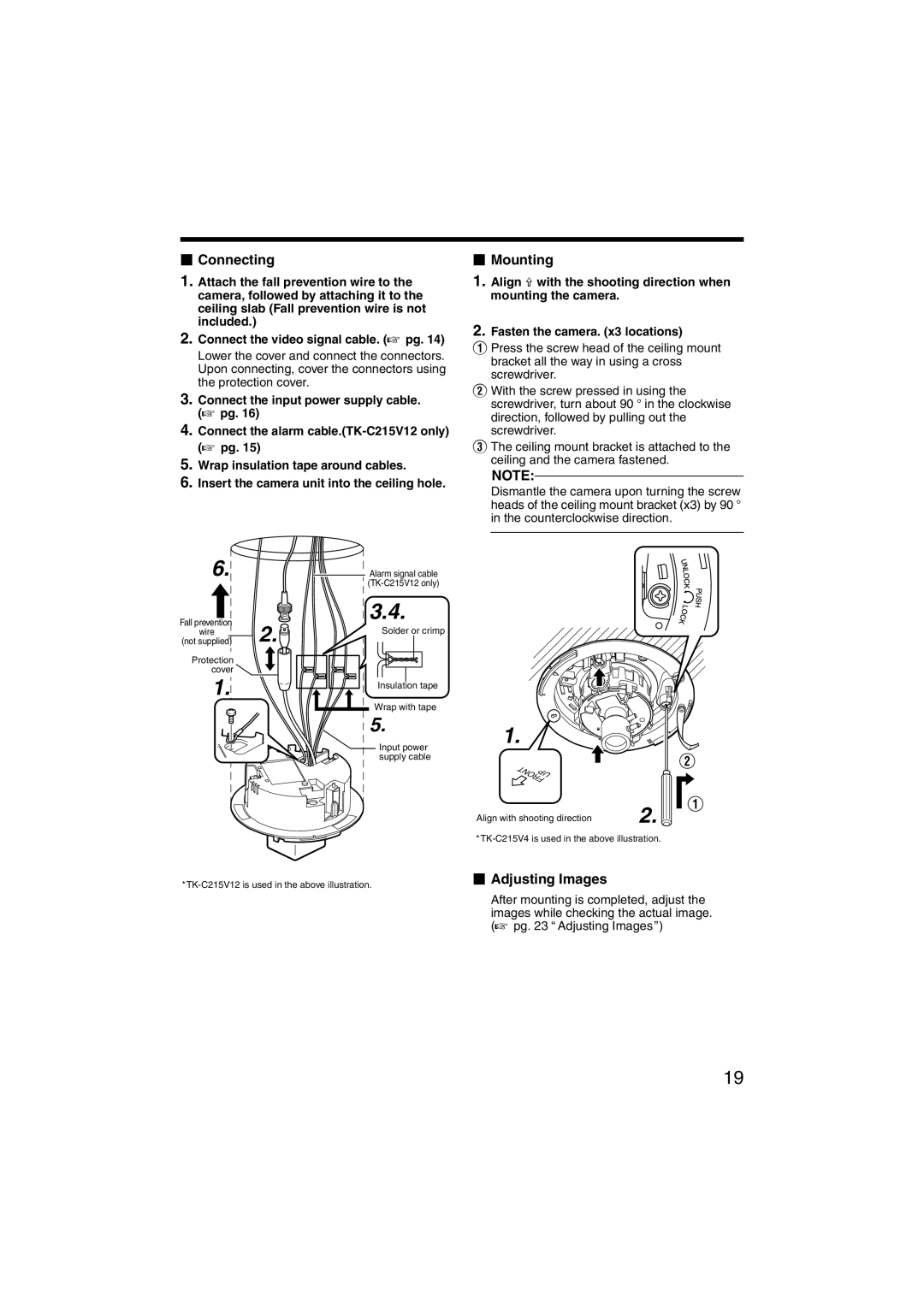 JVC LST0420-001B manual  Connecting,  Mounting,  Adjusting Images 