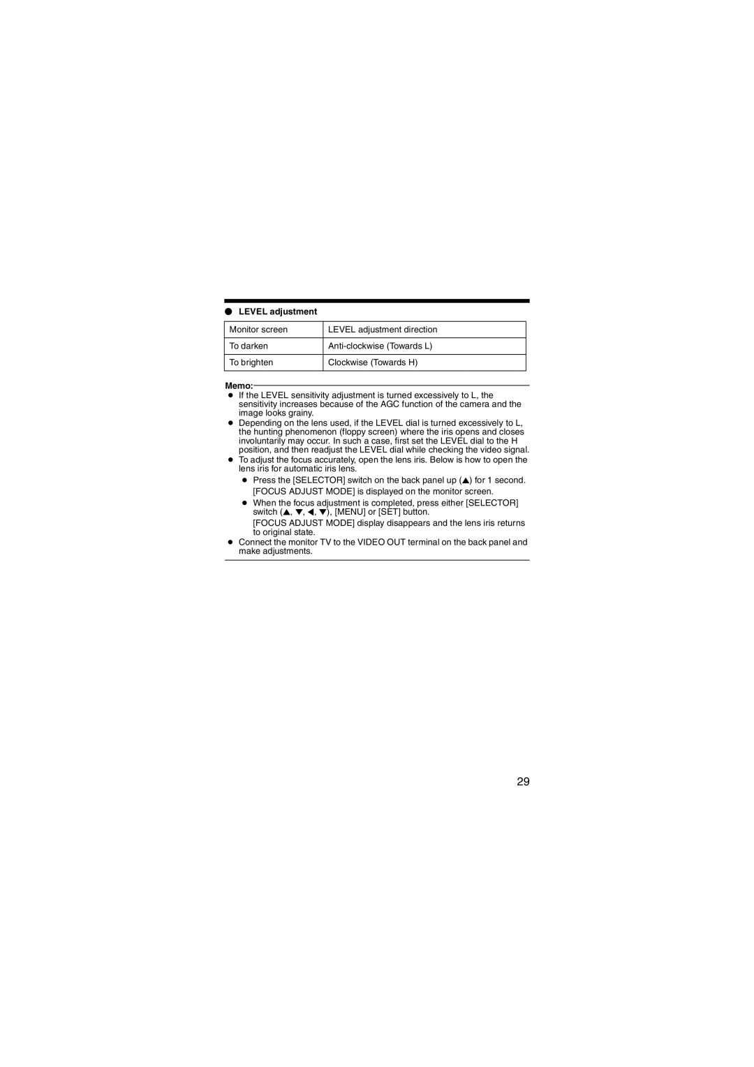 JVC LST0450-001B manual  Level adjustment 