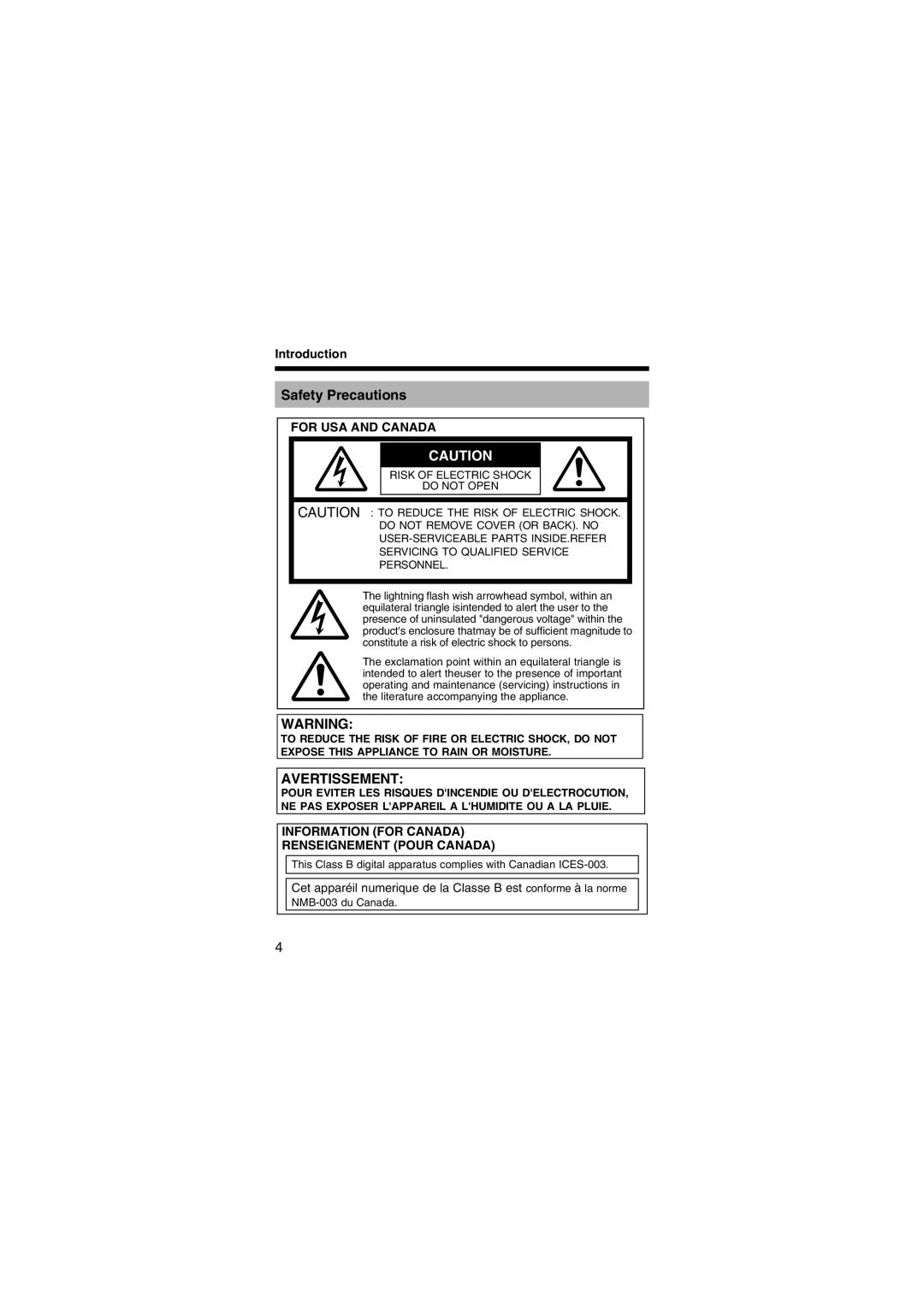 JVC LST0450-001B manual Safety Precautions, Introduction 