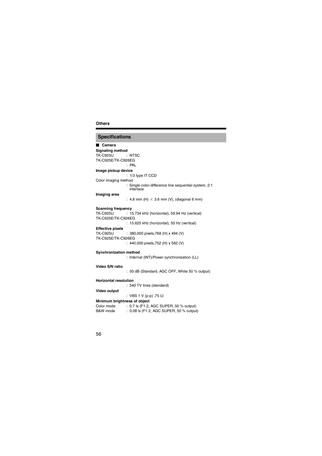 JVC LST0450-001B manual Specifications 