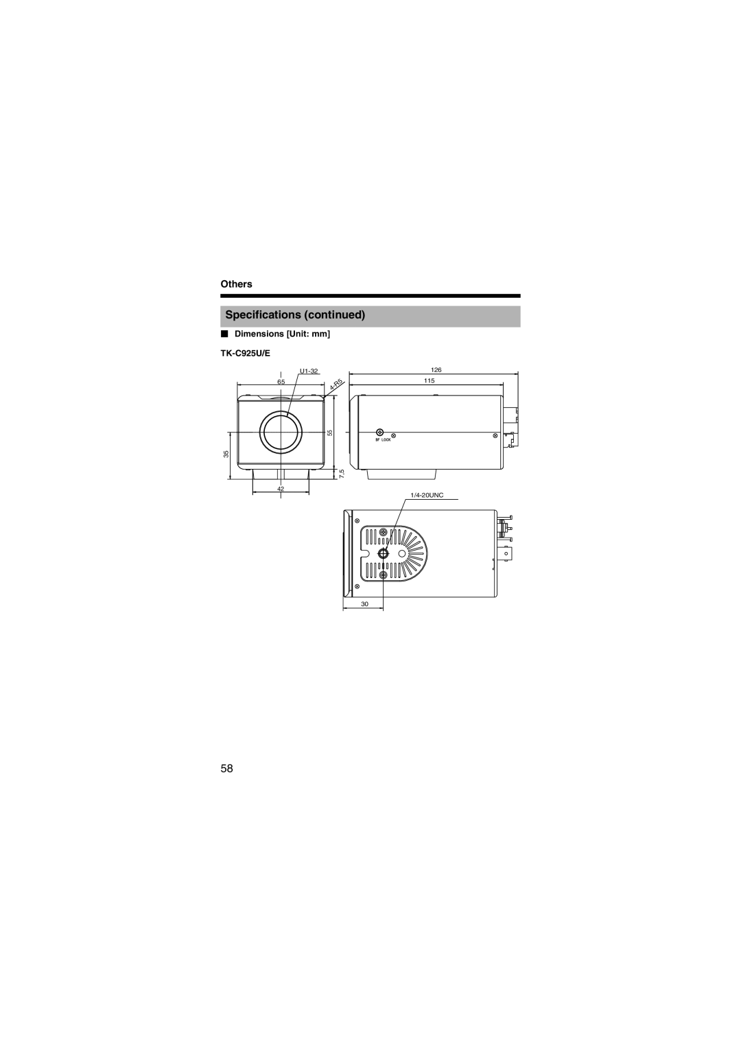 JVC LST0450-001B manual  Dimensions Unit mm TK-C925U/E 