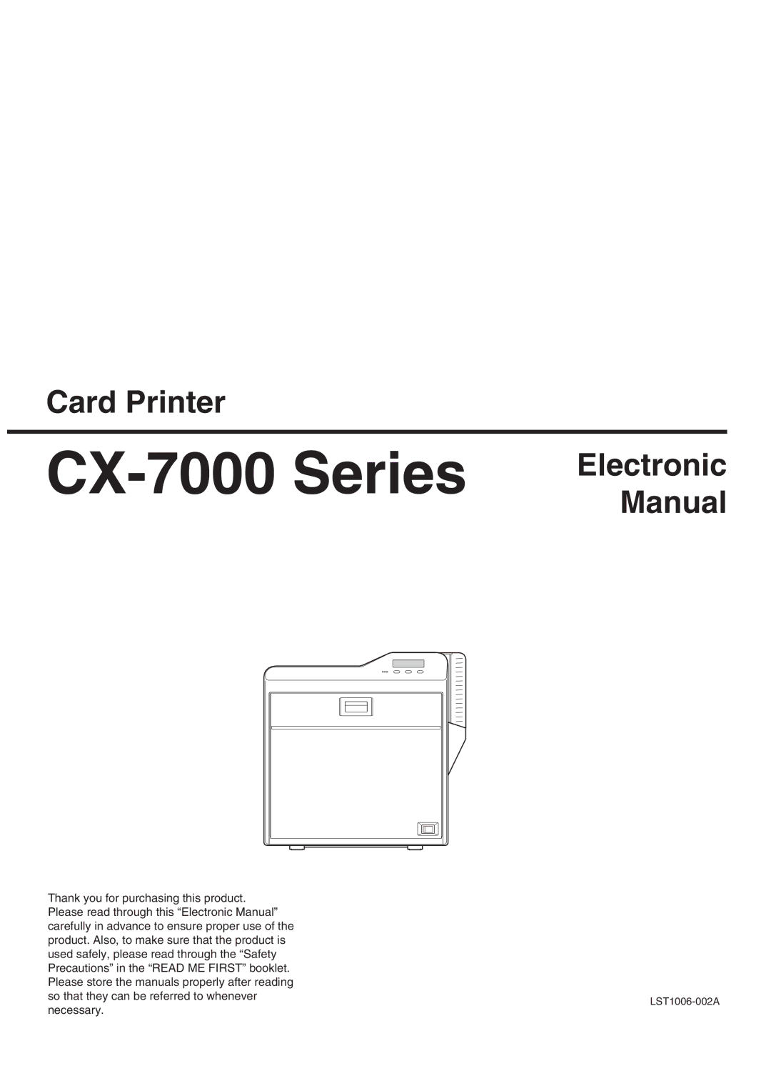 JVC CX-7000 Series, LST1006-002A manual 