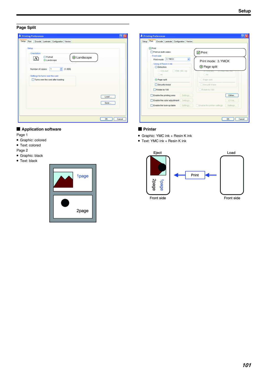 JVC CX-7000 Series, LST1006-002A manual 101, Split Application software Printer 