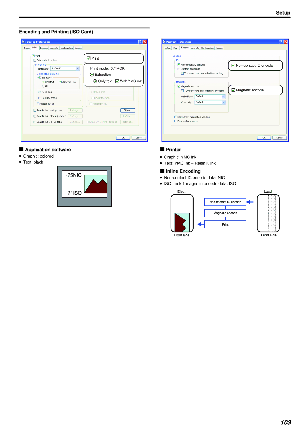 JVC CX-7000 Series, LST1006-002A manual 103, Encoding and Printing ISO Card Application software Printer 