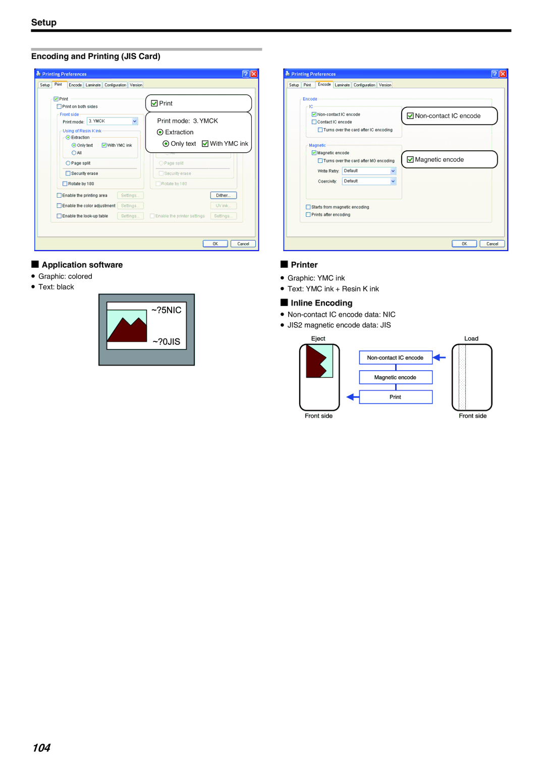 JVC LST1006-002A, CX-7000 Series manual 104, Encoding and Printing JIS Card Application software Printer 