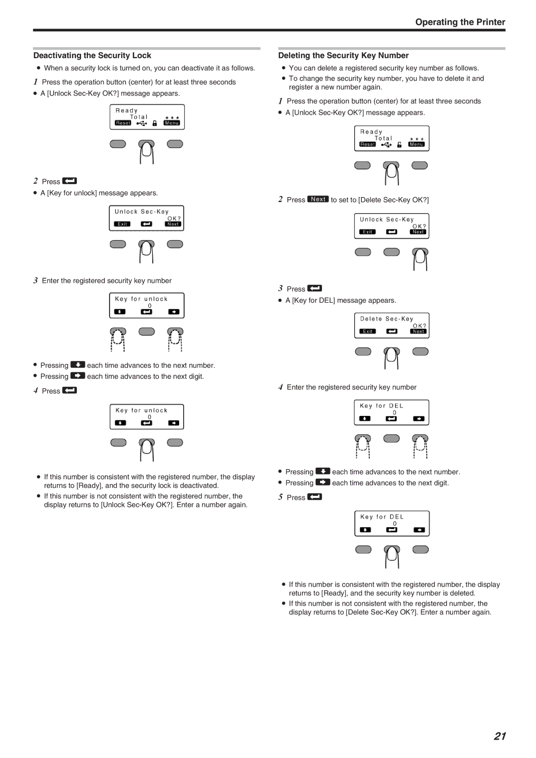 JVC CX-7000 Series, LST1006-002A manual Deactivating the Security Lock, Deleting the Security Key Number 