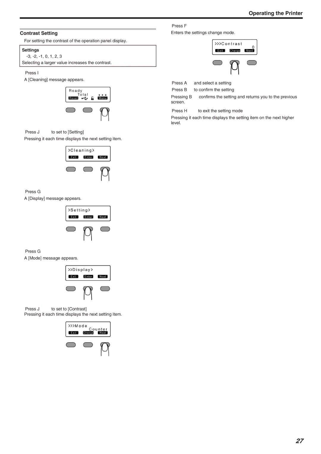 JVC CX-7000 Series, LST1006-002A manual Contrast Setting 