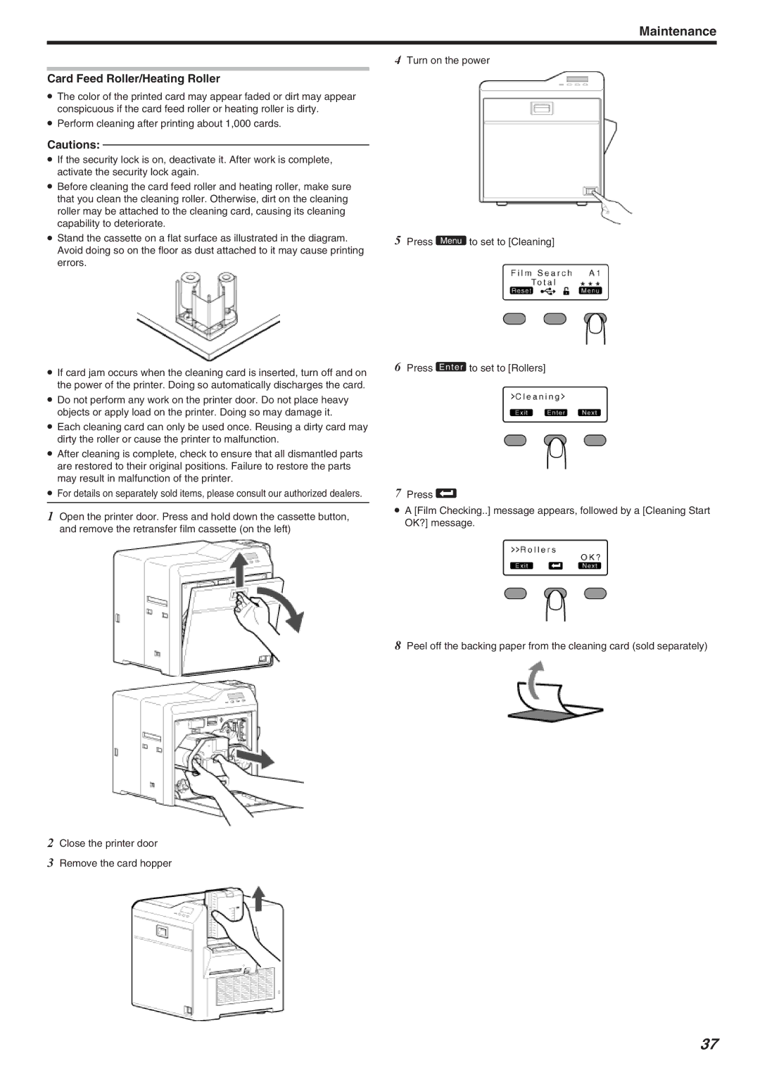 JVC CX-7000 Series, LST1006-002A manual Card Feed Roller/Heating Roller 