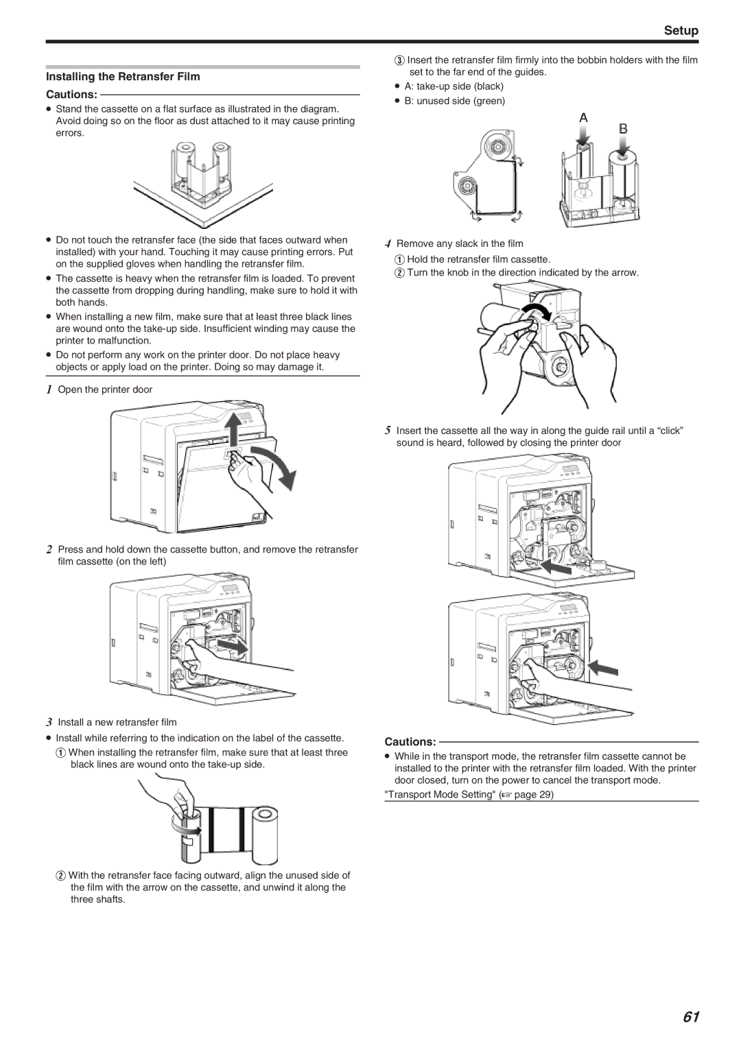 JVC CX-7000 Series, LST1006-002A manual Installing the Retransfer Film 