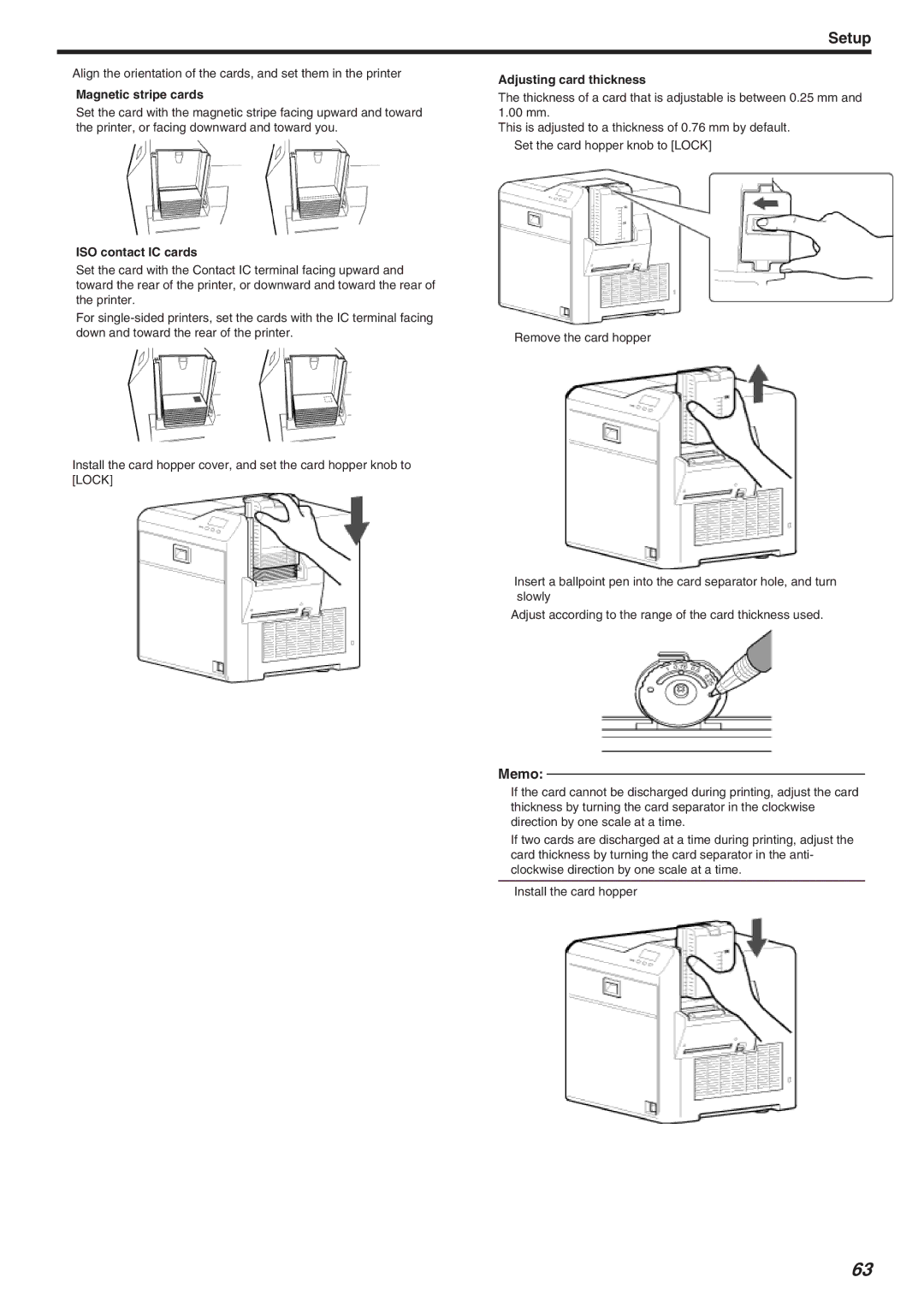 JVC CX-7000 Series, LST1006-002A manual Magnetic stripe cards, Adjusting card thickness 