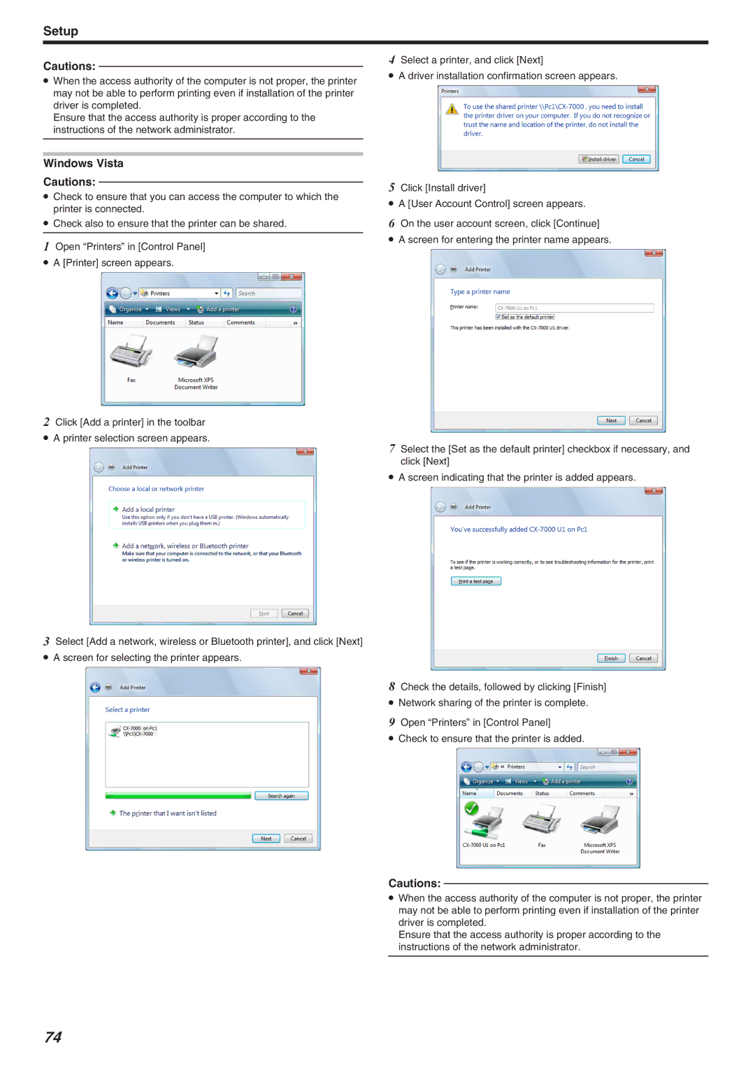 JVC LST1006-002A, CX-7000 Series manual Windows Vista 