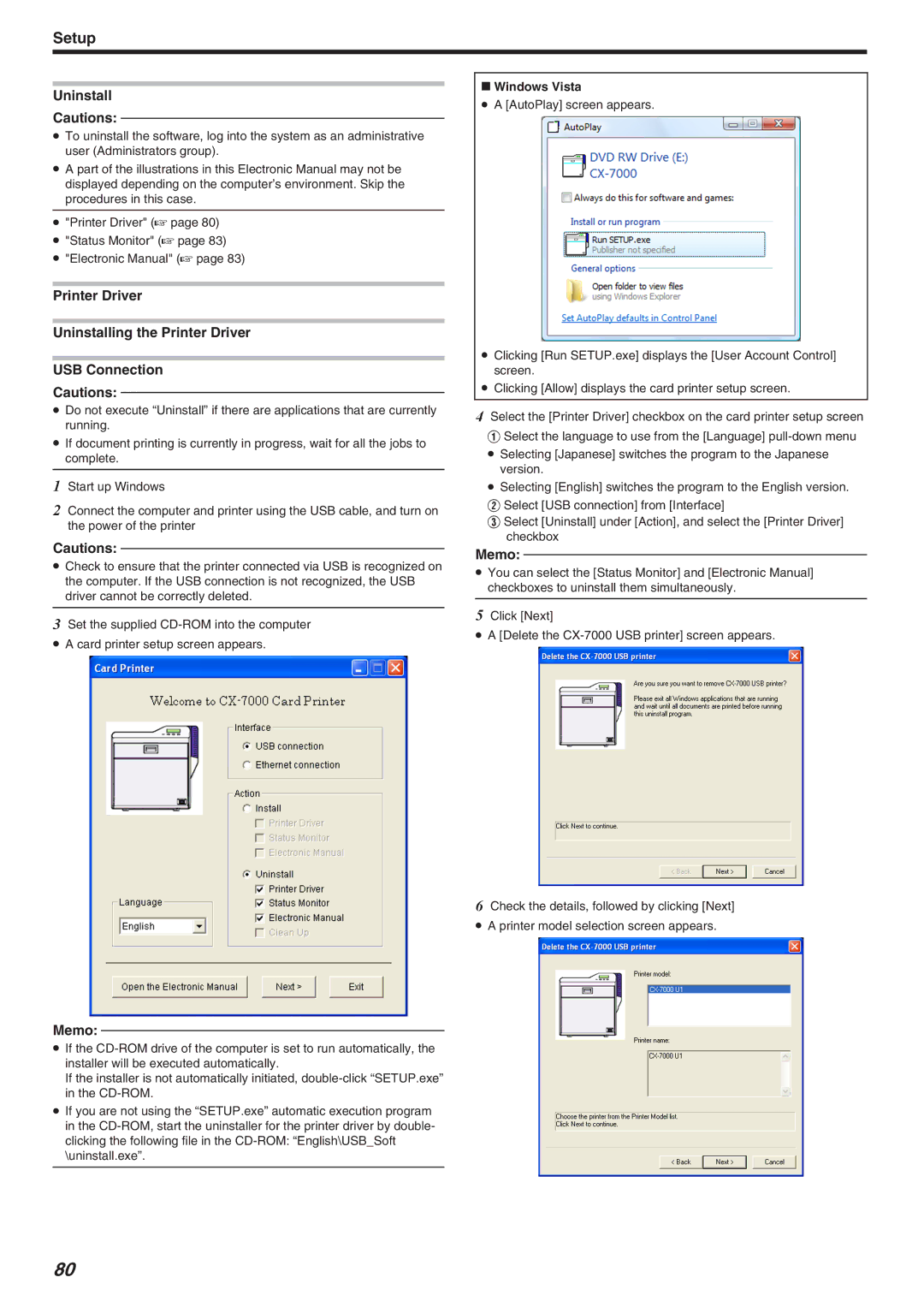 JVC LST1006-002A, CX-7000 Series manual Uninstall 