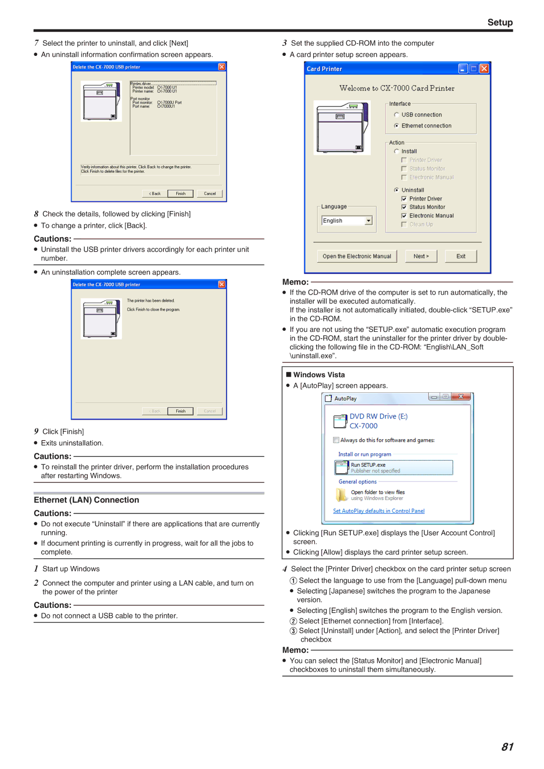 JVC CX-7000 Series, LST1006-002A manual Ethernet LAN Connection 