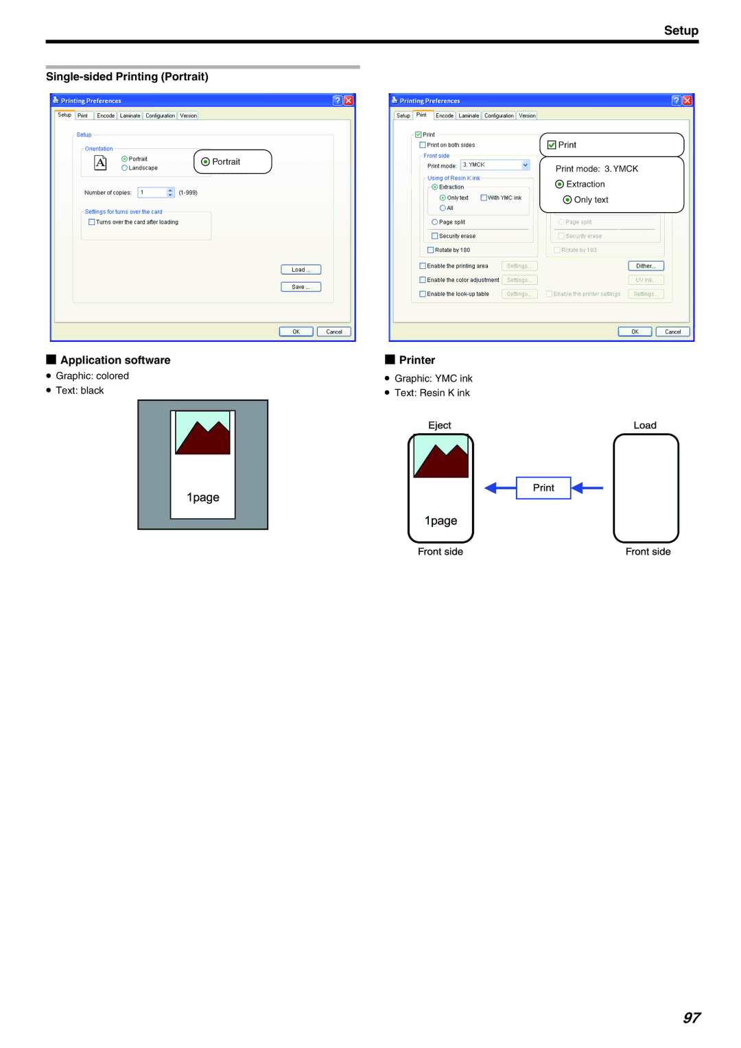 JVC CX-7000 Series, LST1006-002A manual Single-sided Printing Portrait Application software Printer 