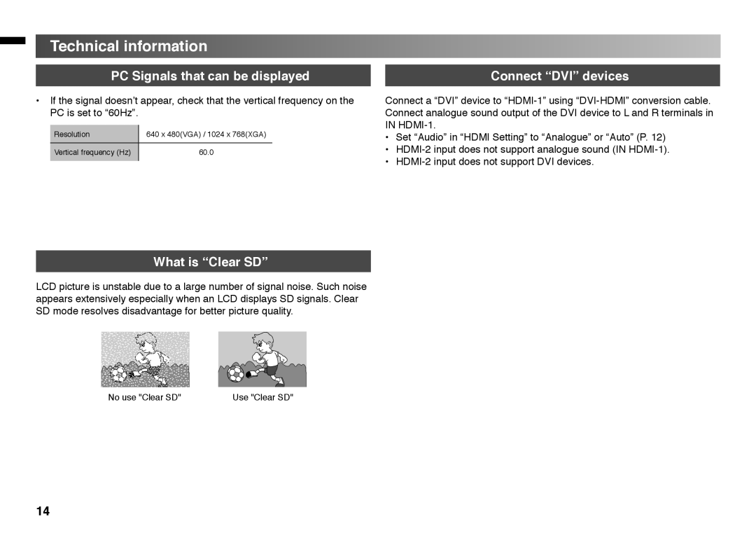 JVC LT - 32BX18 instruction manual Technical information, PC Signals that can be displayed 