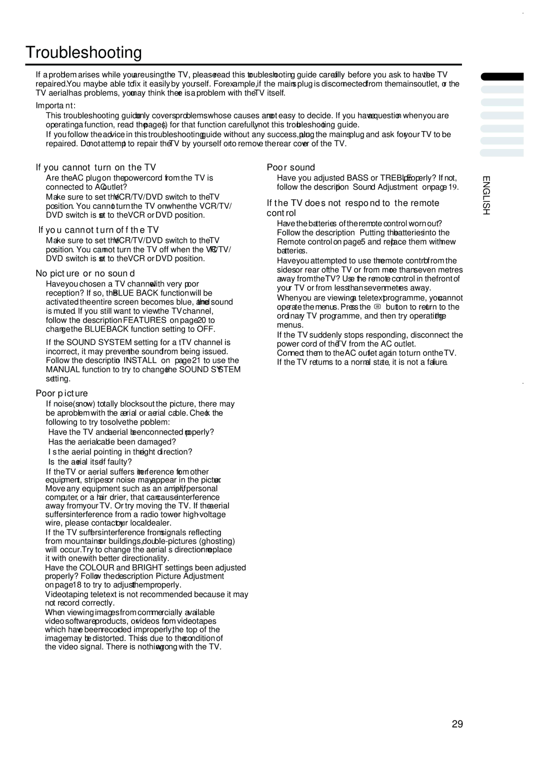 JVC LT-17S2 LT-23S2 manual Troubleshooting 