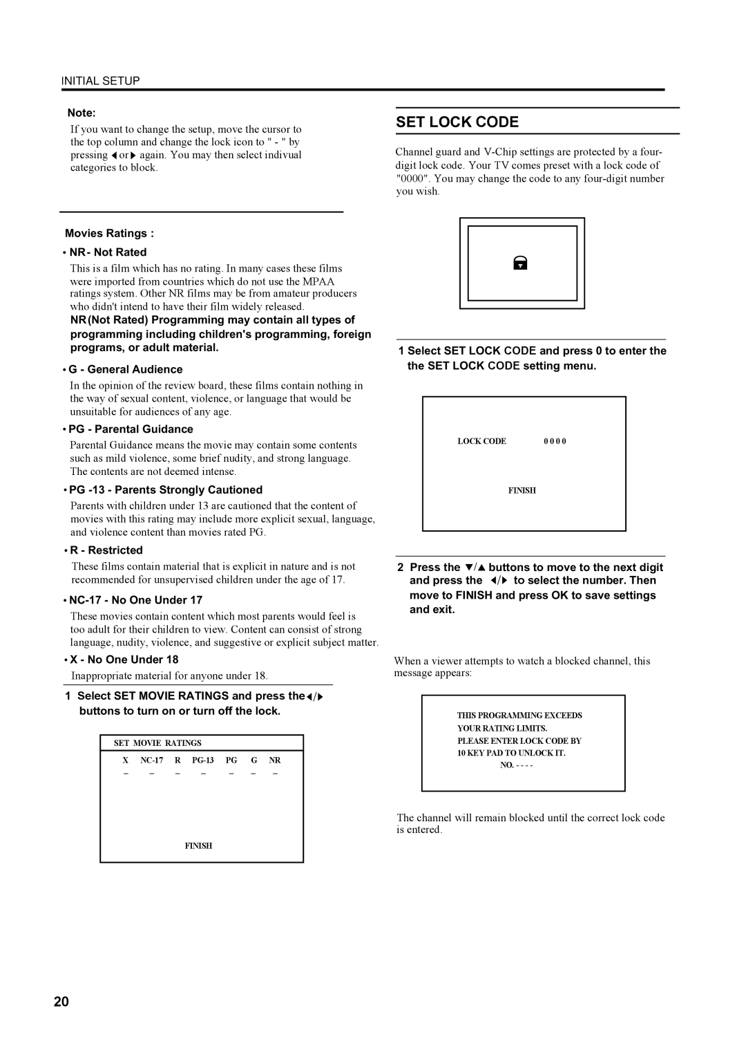 JVC LT-23X475, LT-17X475 manual SET Lock Code 