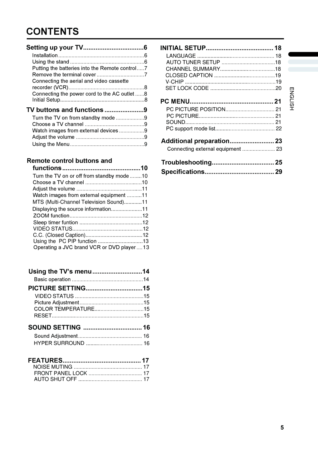 JVC LT-17X475, LT-23X475 manual Contents 