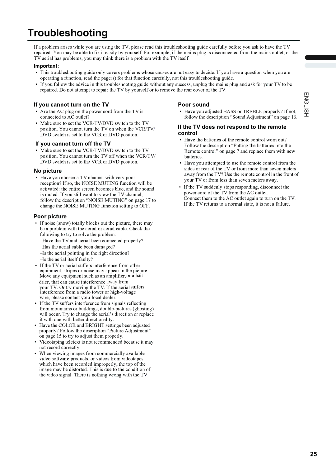 JVC LT-17X576, LT-23X576 manual Troubleshooting 