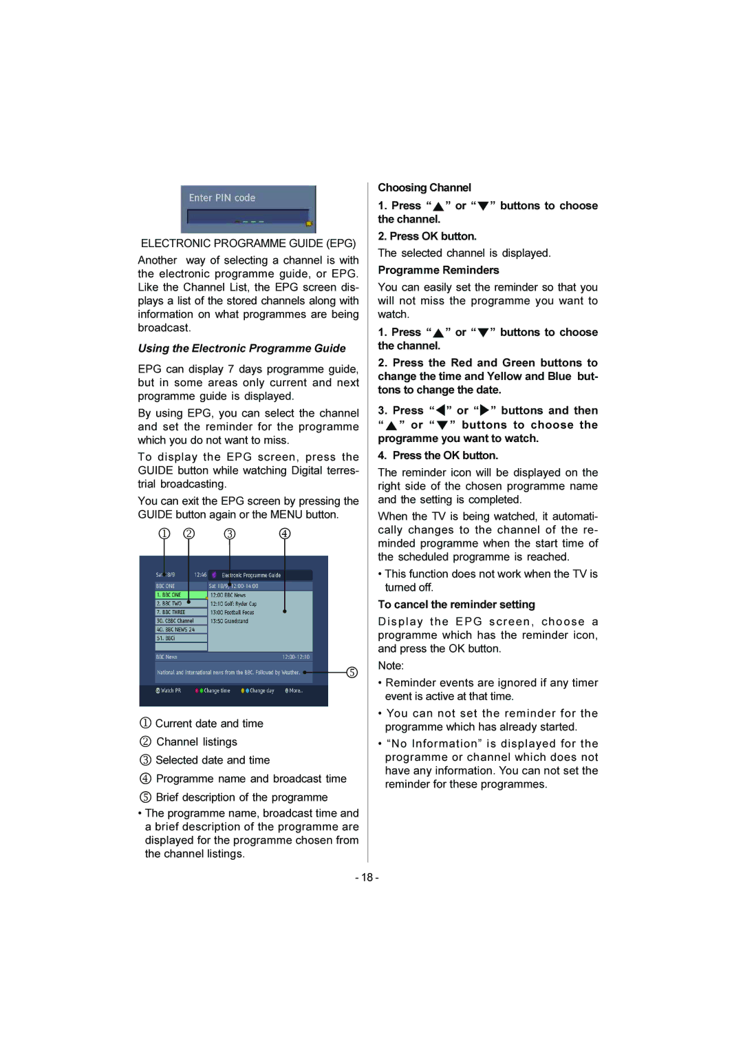 JVC LT-20DA6SK manual Electronic Programme Guide EPG, Using the Electronic Programme Guide 