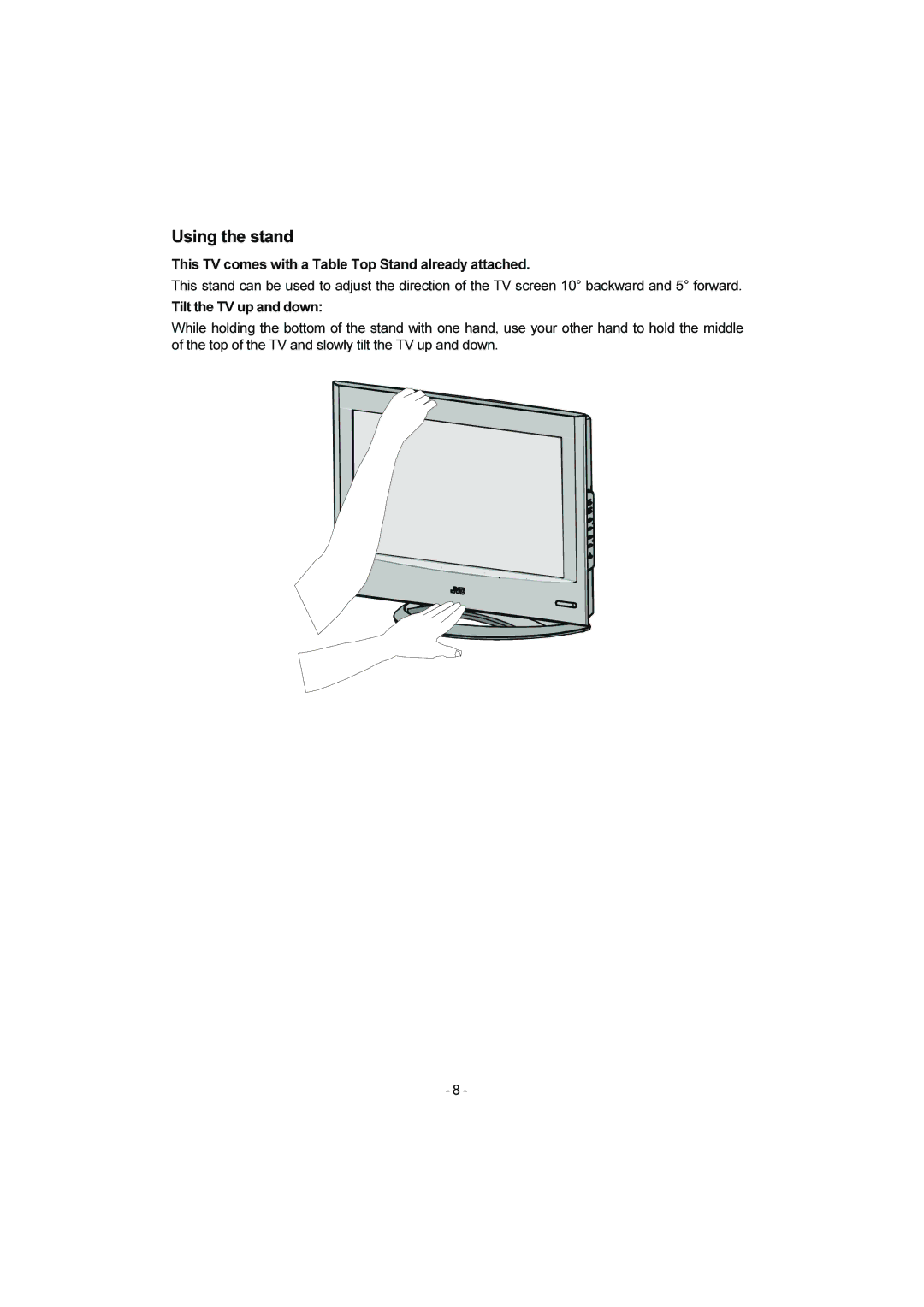 JVC LT-20DA6SK manual Using the stand 