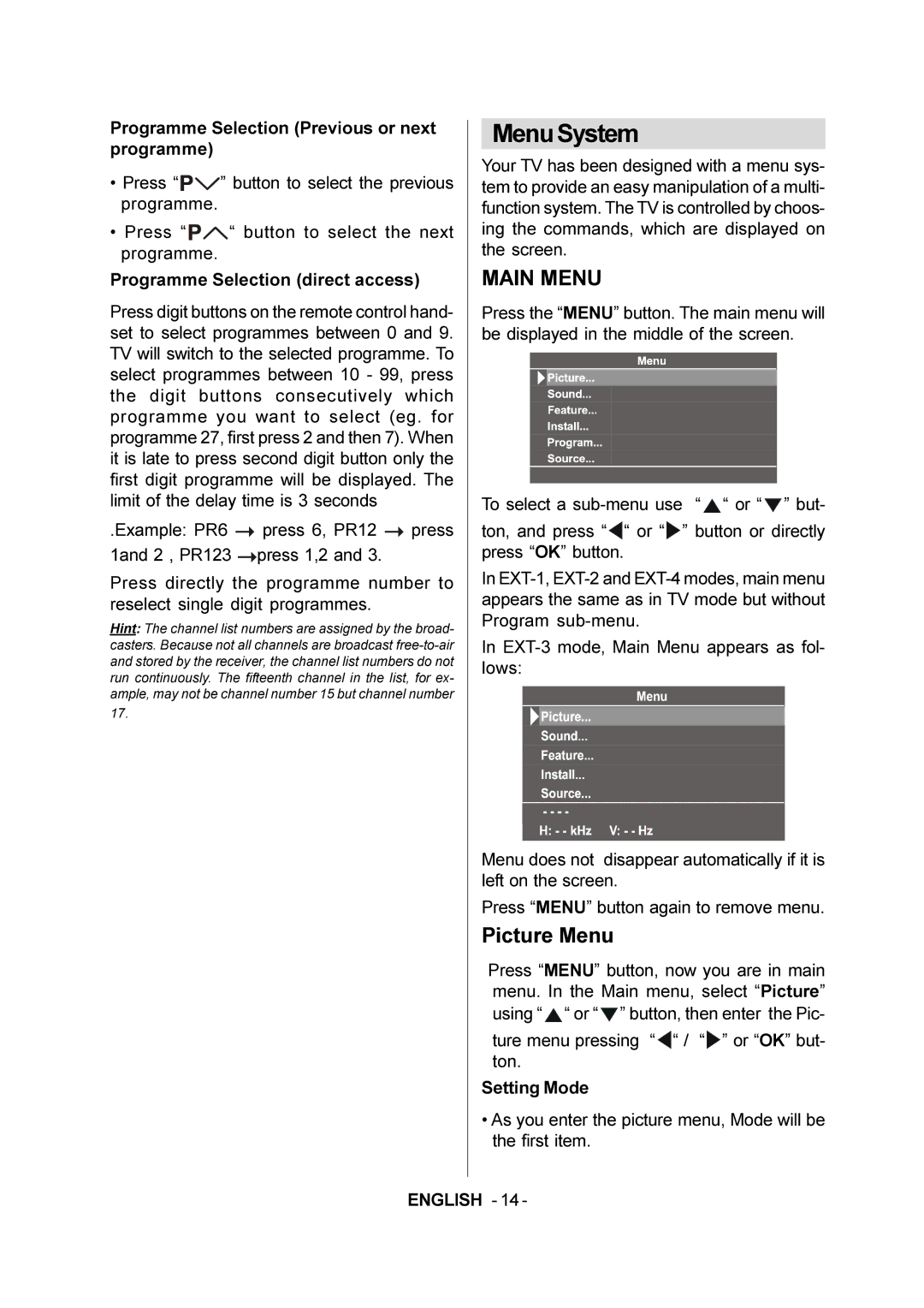 JVC LT-20E50SJ manual MenuSystem, Picture Menu 