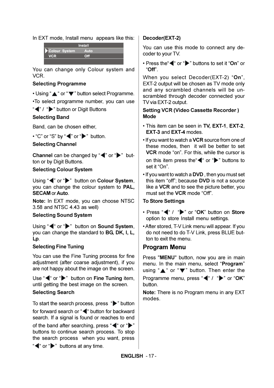 JVC LT-20E50SJ manual Program Menu 