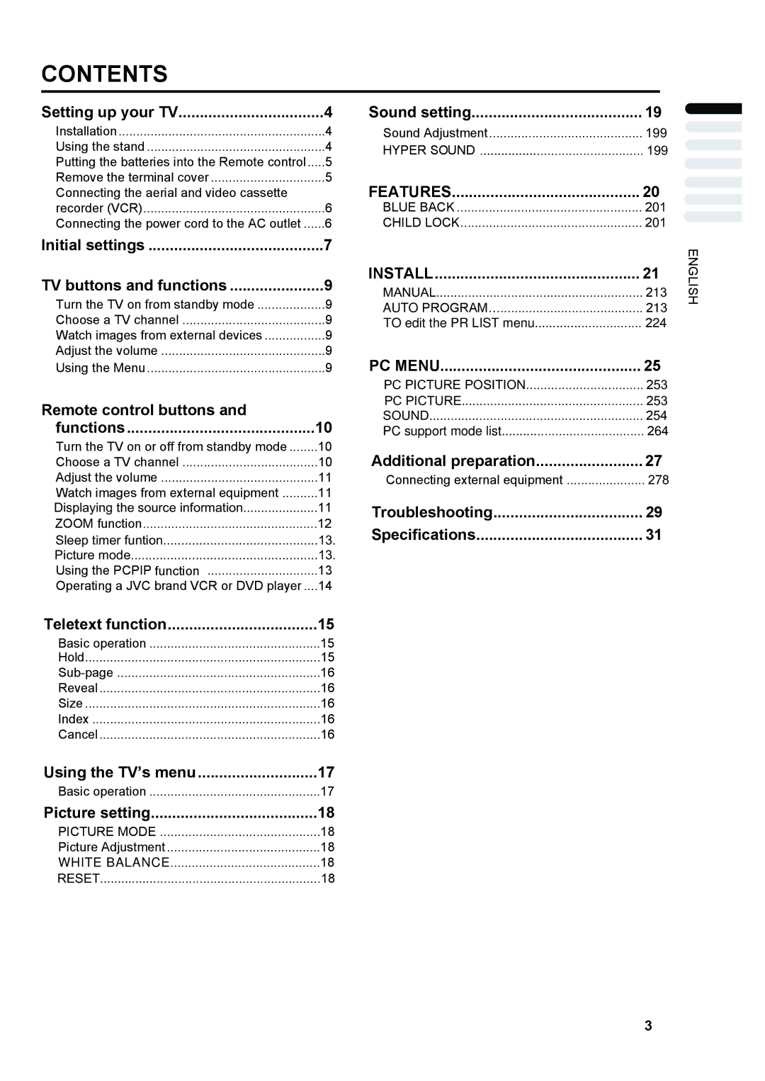 JVC LT-23S2 manual Contents 