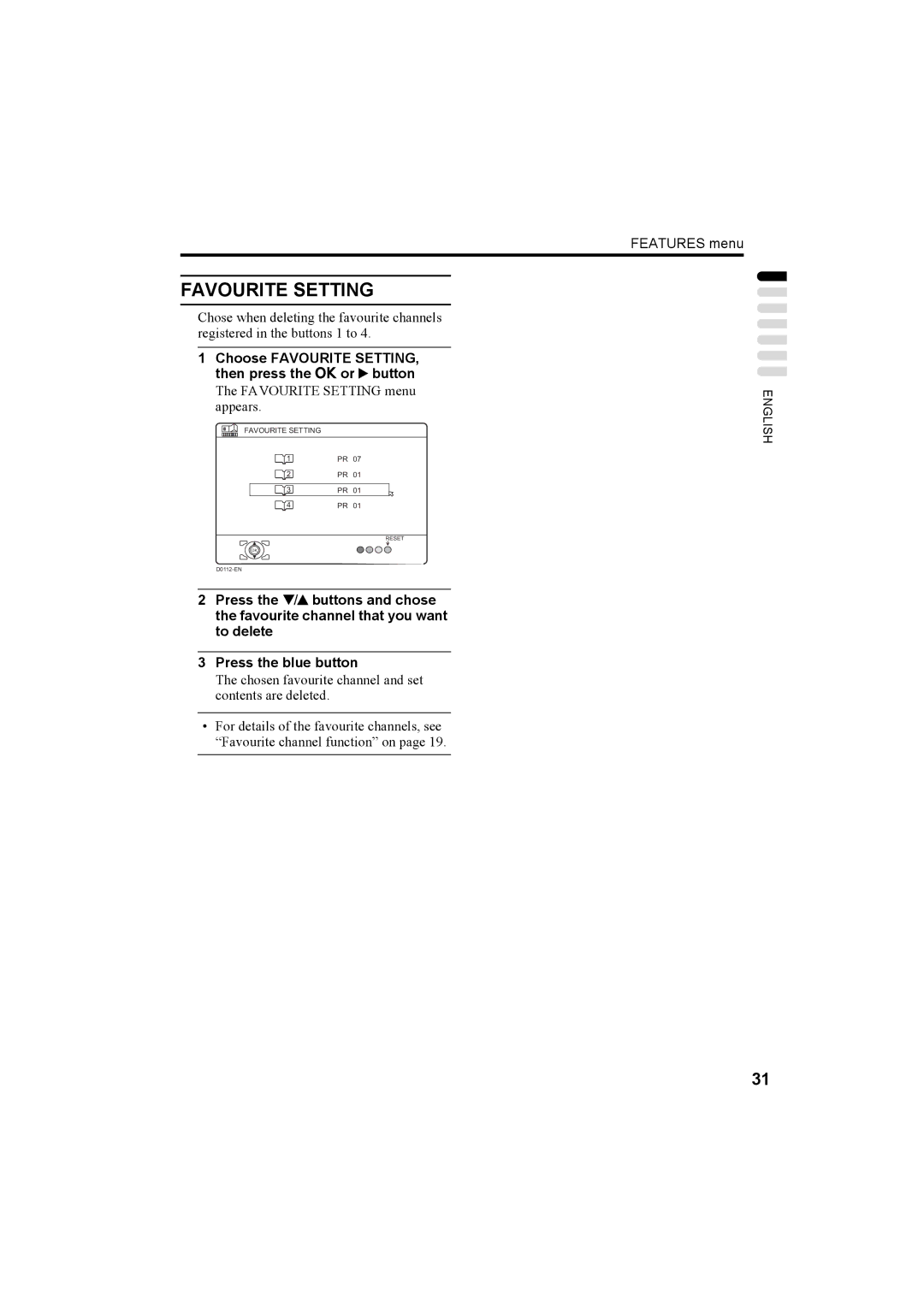 JVC LT-26A60SU, LT-26A60BU manual Favourite Setting, Choose Favourite SETTING, then press the a or 3 button 