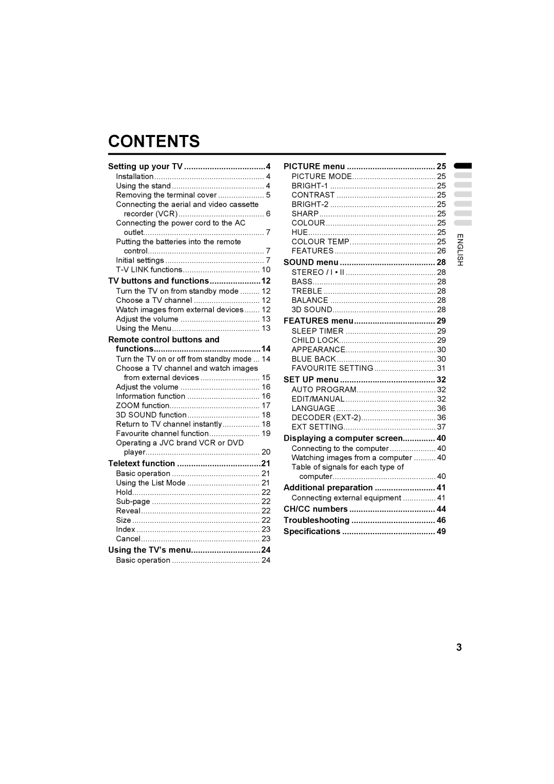 JVC LT-26A60SU, LT-26A60BU manual Contents 