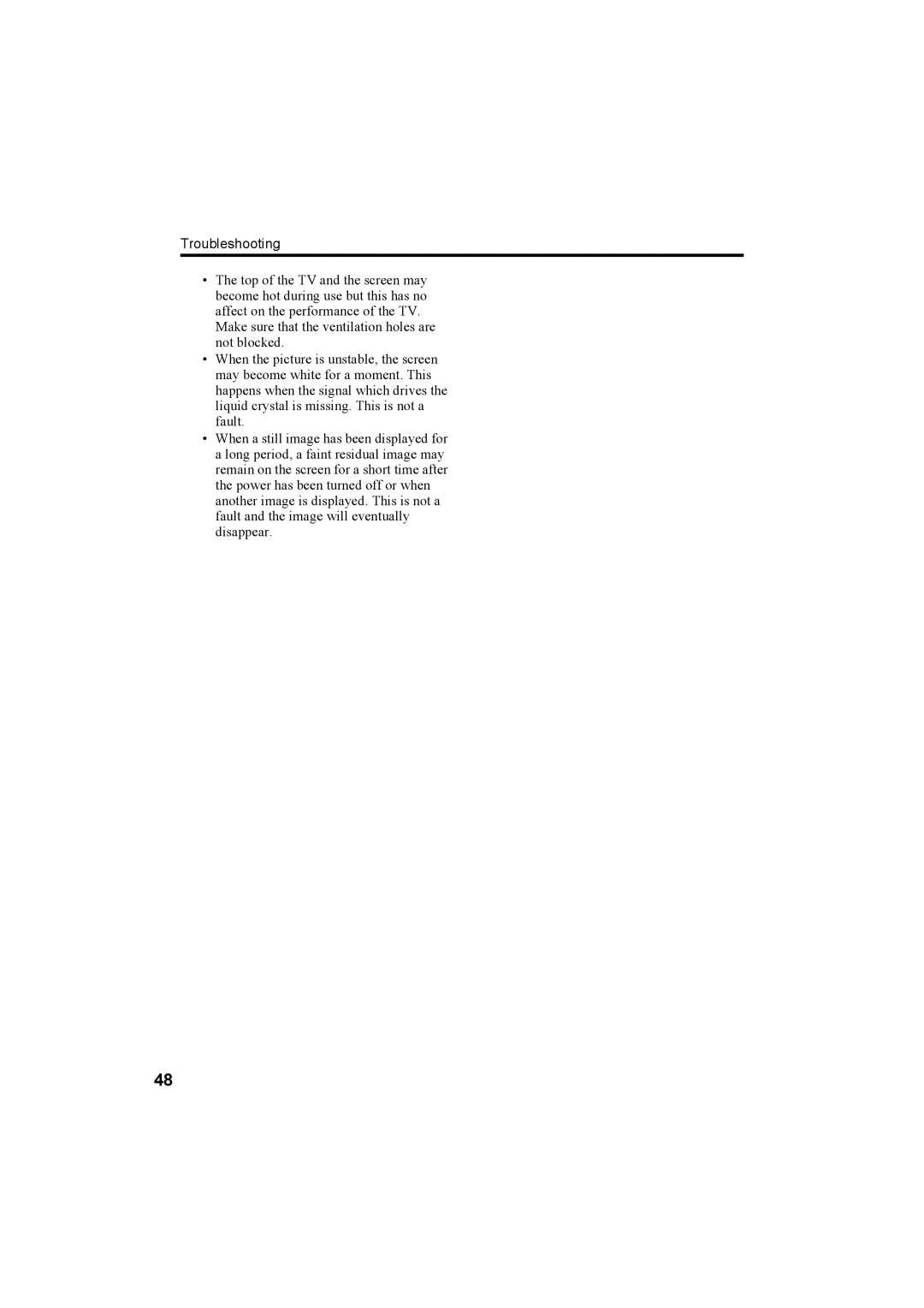 JVC LT-26A60BU, LT-26A60SU manual Troubleshooting 