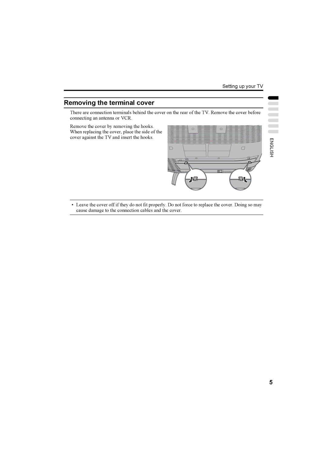 JVC LT-26A60SU, LT-26A60BU manual Removing the terminal cover 