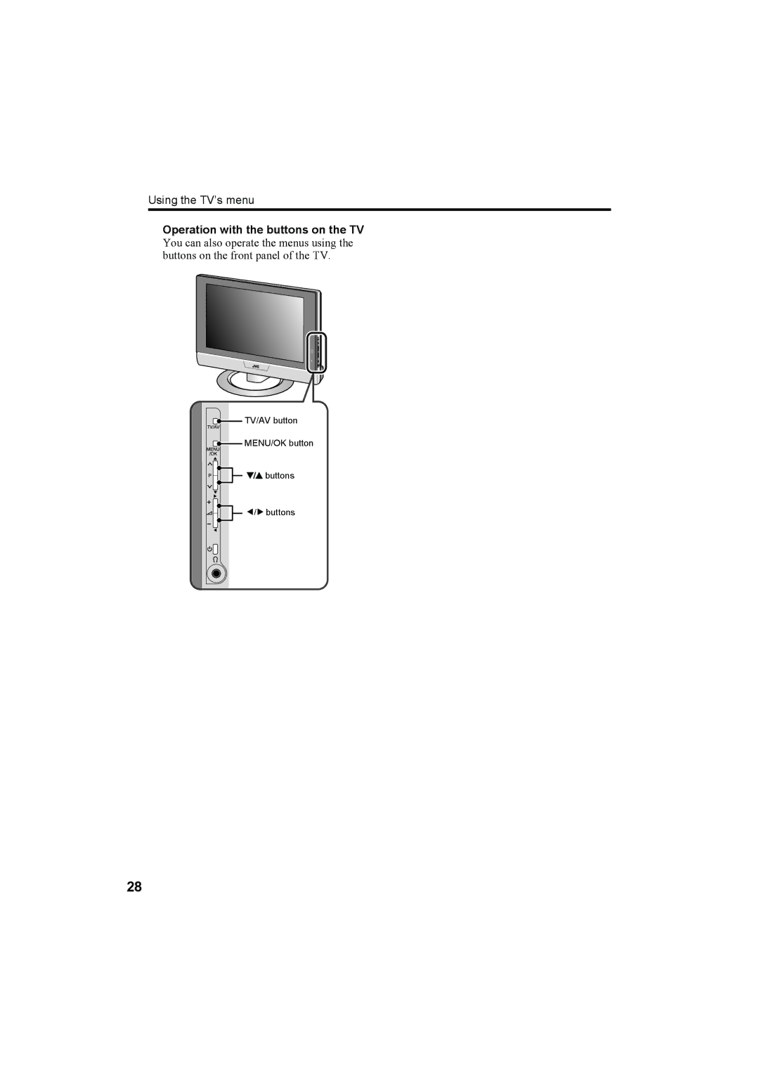 JVC LT-26C50SU, LT-26C50BU, LT-32C50BU, LT-32C50SU manual Using the TV’s menu 