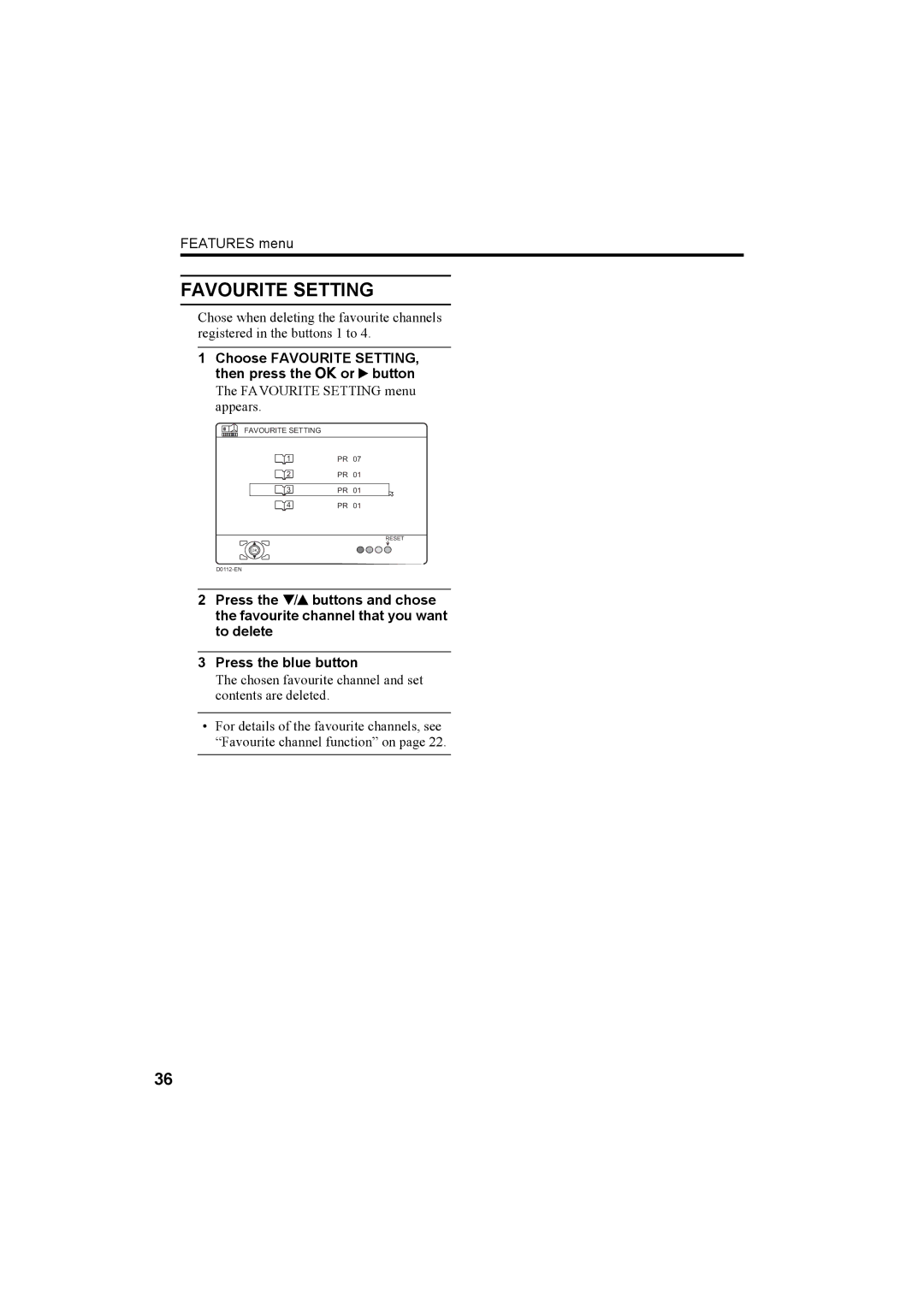 JVC LT-26C50SU, LT-26C50BU, LT-32C50BU, LT-32C50SU Favourite Setting, Choose Favourite SETTING, then press the a or 3 button 