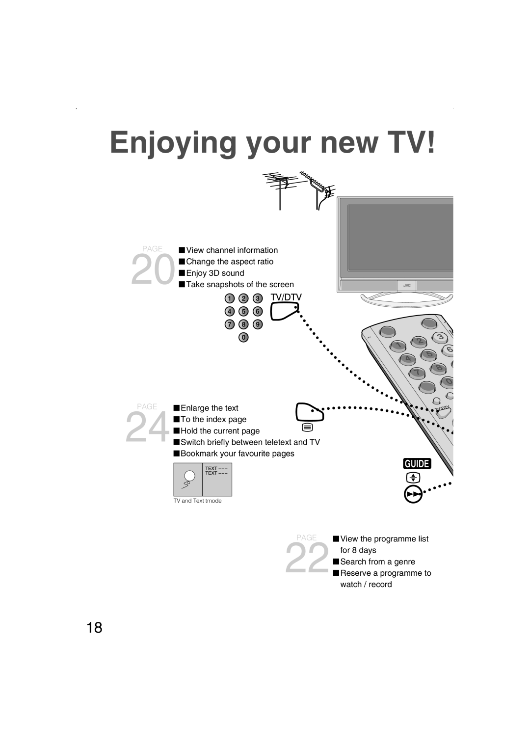 JVC LT-32DS6BJ, LT-26DS6BJ, LT-26DS6SJ, LT-32DS6SJ manual Enjoying your new TV, View the programme list 