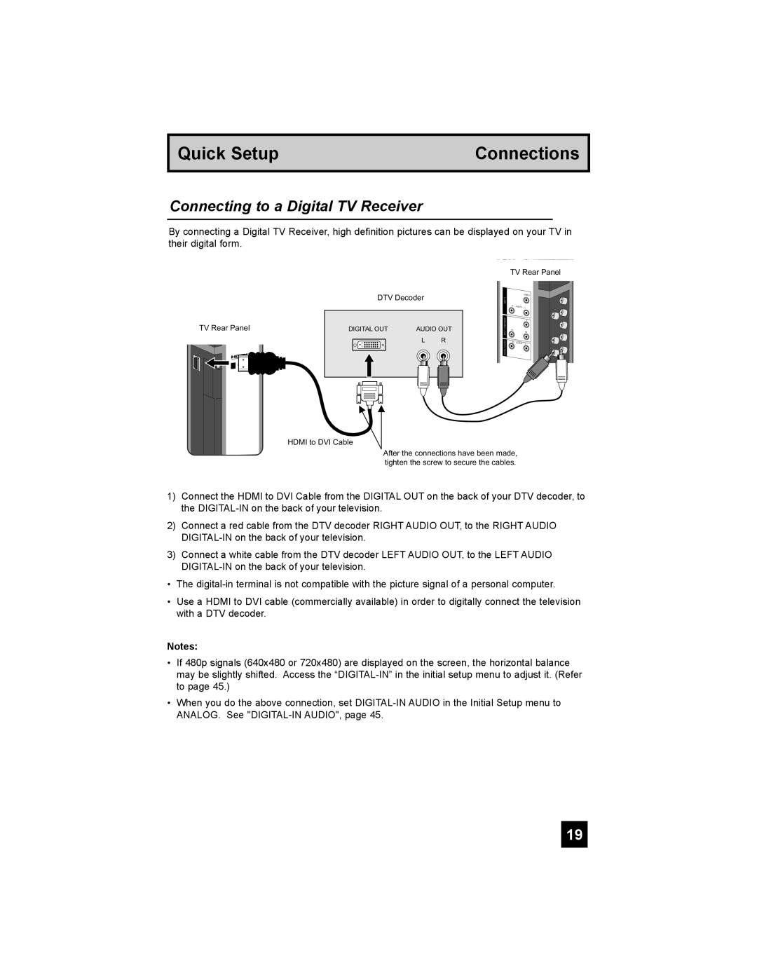 JVC LT-26X585 manual Connecting to a Digital TV Receiver 