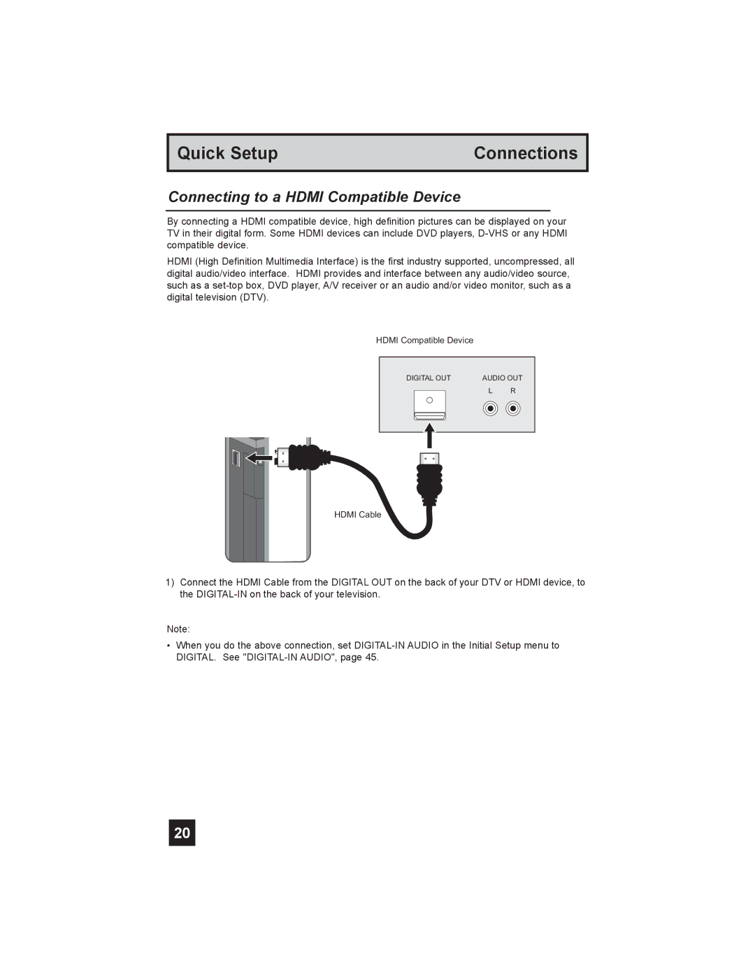 JVC LT-26X585 manual Connecting to a Hdmi Compatible Device 