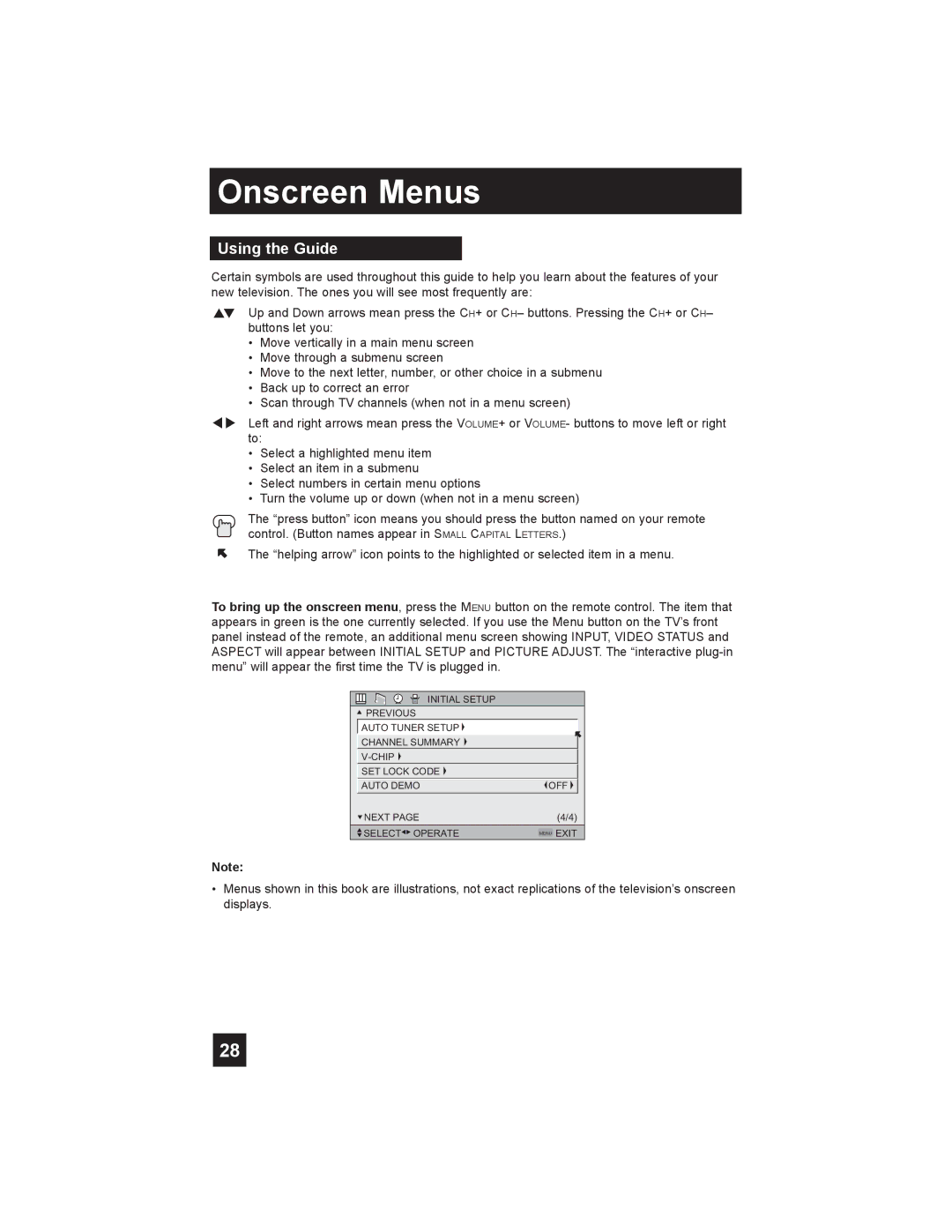 JVC LT-26X585 manual Onscreen Menus, Using the Guide 