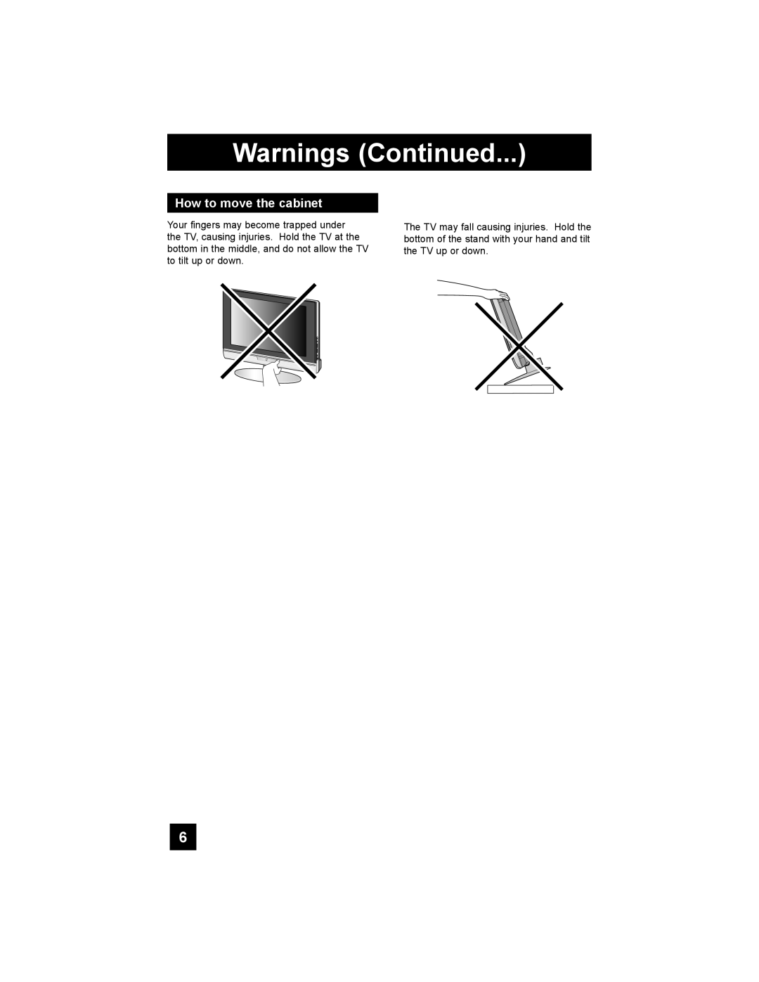 JVC LT-26X585 manual How to move the cabinet 