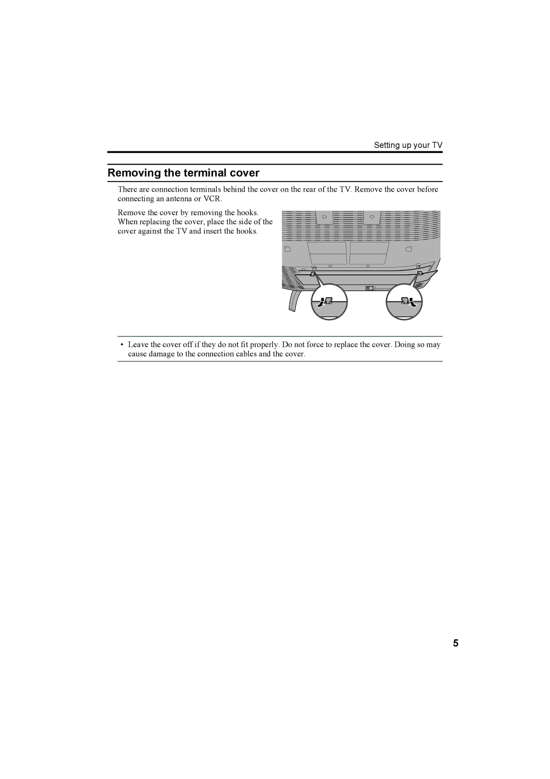 JVC LT-32A60BU, LT-32A60SU manual Removing the terminal cover 