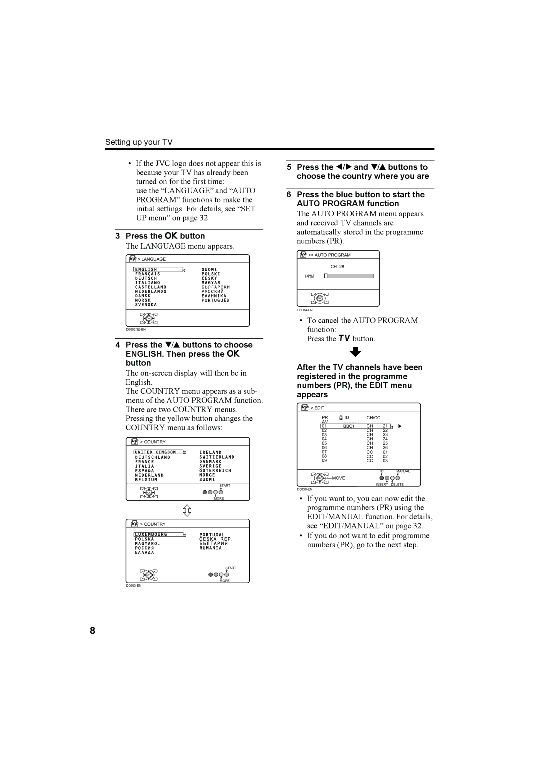 JVC LT-32A60BU, LT-32A60SU manual Press the abutton 