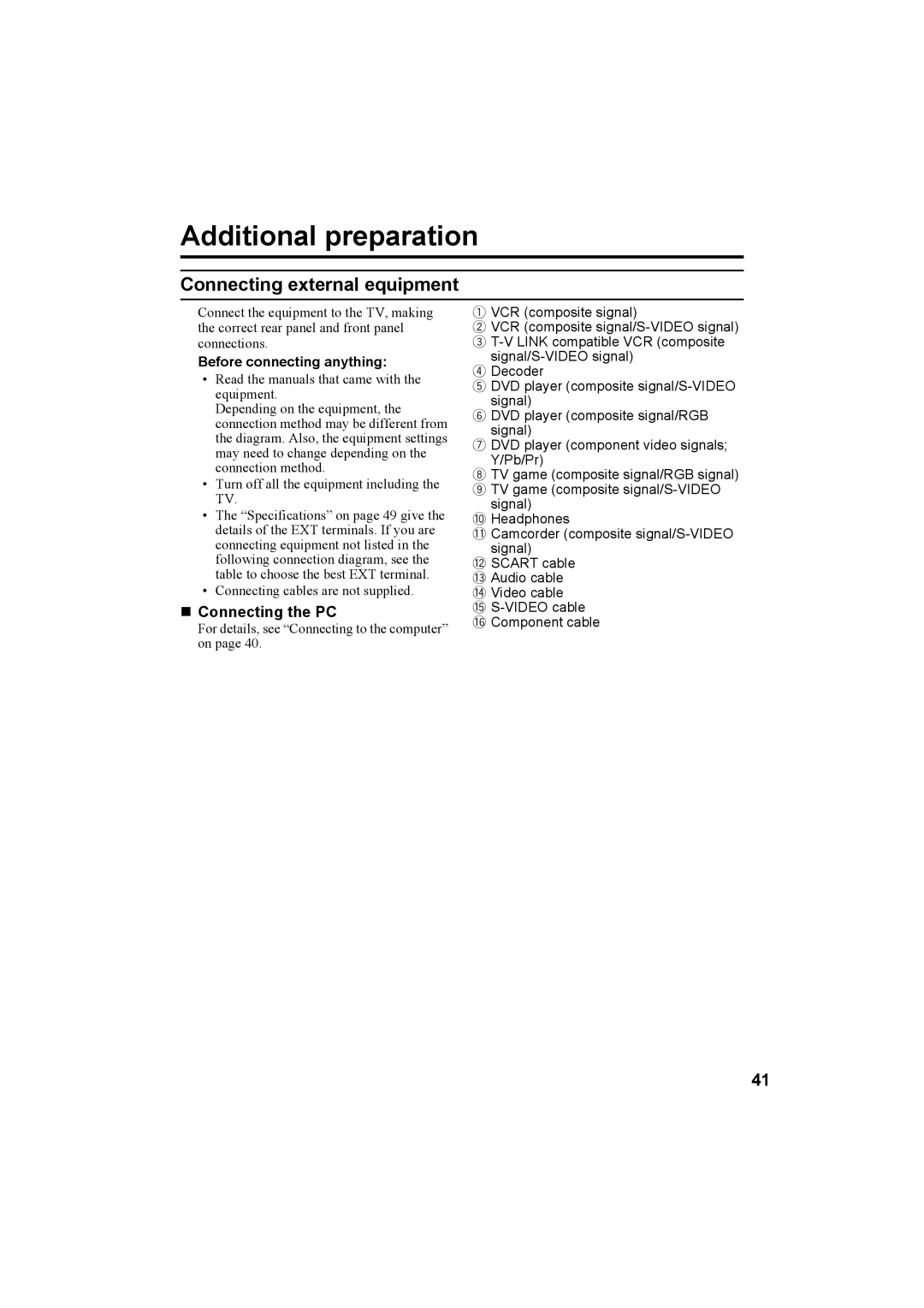 JVC LT-32A60BU, LT-32A60SU manual Additional preparation 