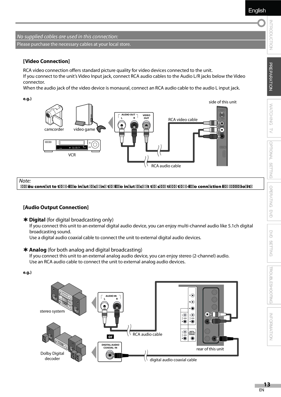 JVC LT-32D200, LT-32DV20 manual Introduction Preparation, Audio Output Connection 