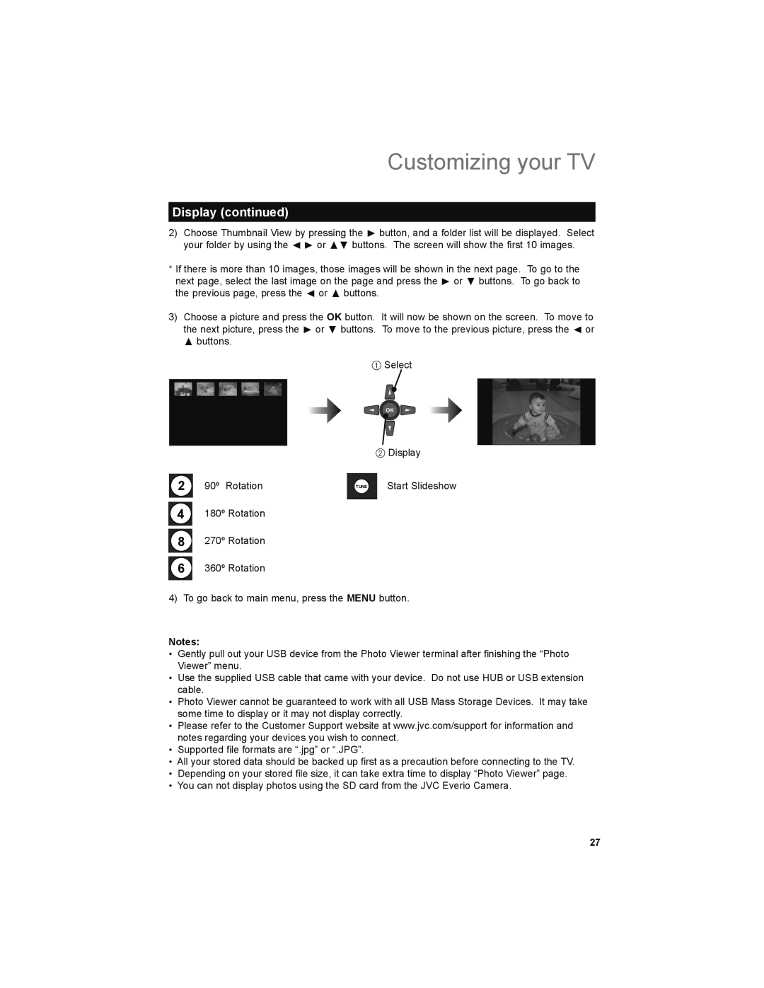 JVC LT-32EM49, LT-32E479 manual 90º Rotation 