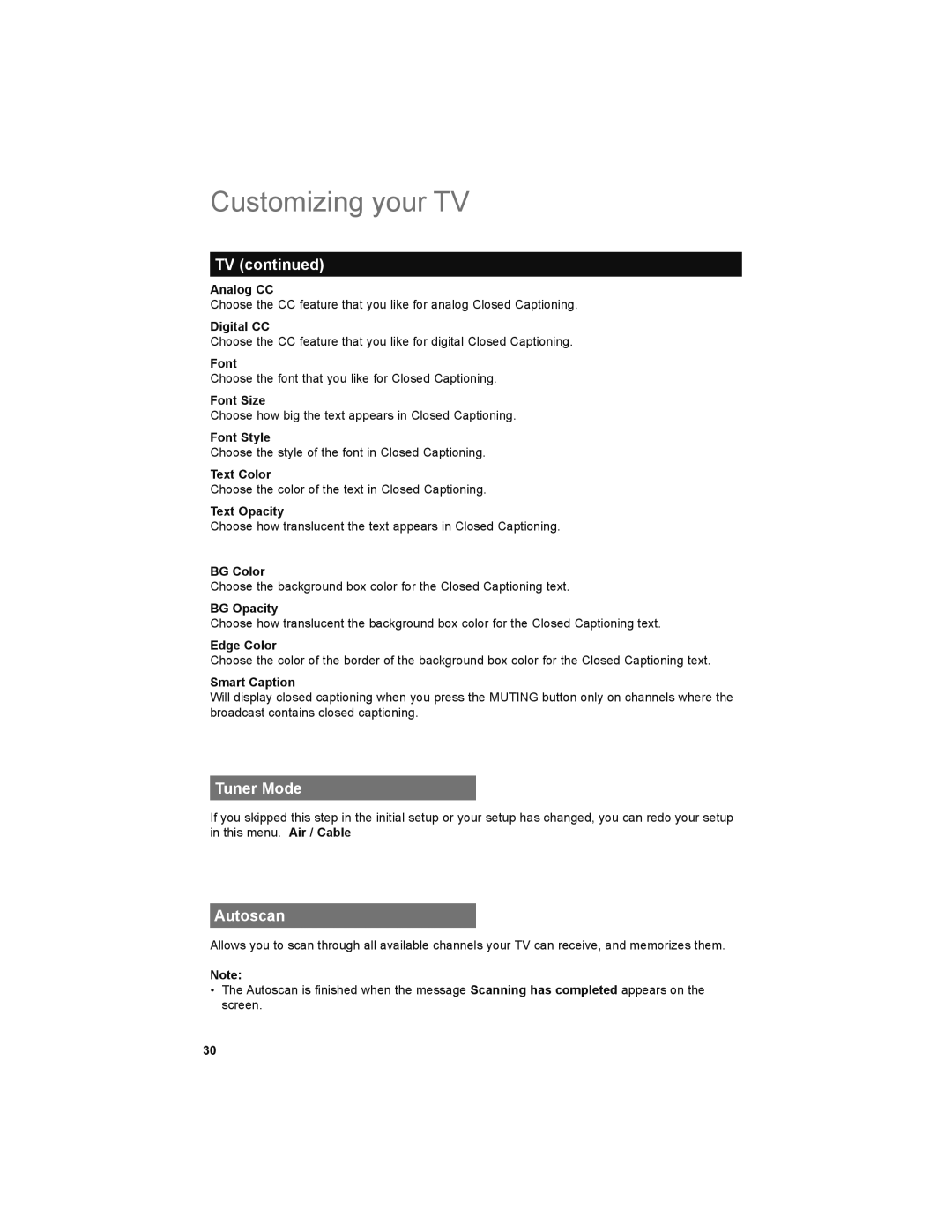 JVC LT-32E479, LT-32EM49 manual Tuner Mode, Autoscan 