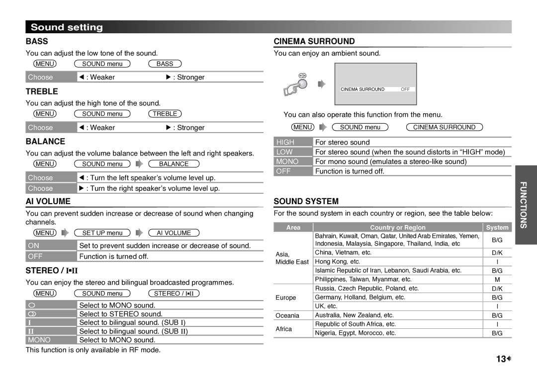 JVC LT-32EX177 instruction manual Sound setting 