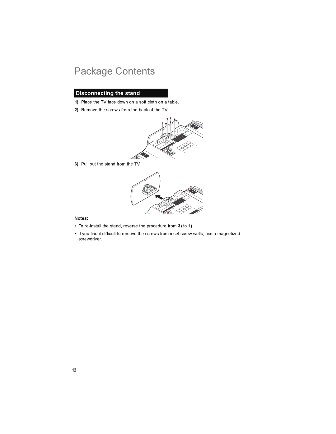 JVC LT-32JM30 manual Disconnecting the stand 