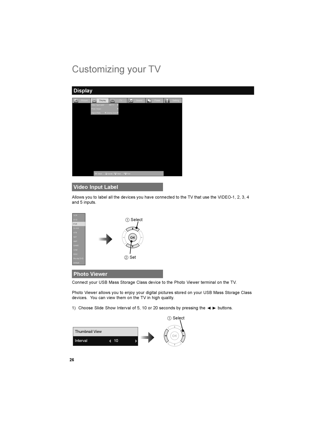 JVC LT-32P679 manual Display, Video Input Label, Photo Viewer 